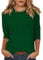 3/4 Sleeve Tops for Women UK Women's Lightweight Solid Color Tops 3/4 Sleeve Casual Gym Fashion Daily Ladies Summer Round Neck T-Shirts 04-Dark Green L