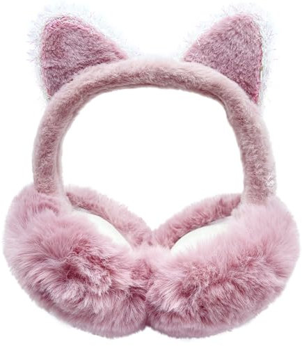 Bseical Ohrenwärmer Winter Kaninchen Ohrenschützer, Plüsch Für Den Winter, Süße Hase Muster Design, Verstellbar, Für Geburtstag Weihnachten Party Geschenk (A-Pink)