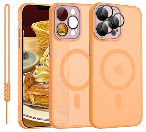 YUANDMI für iPhone 13 Pro Hülle kompatibel mit MagSafe, Handyhülle für iPhone 13 Pro Magnetisch Dünn Matte Touch, Anti-Gelb rutschfest Kratzfest Schutz Stoßfest Hülle Orange