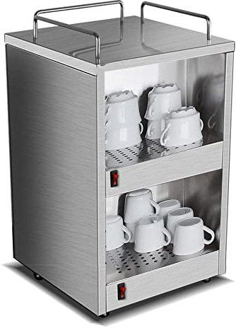 DLAZUM Carro Calentador de vajilla eléctrico, Armario Calentador de Platos, Placa térmica, máquina automática termostática para Tazas Calientes, máquina calentadora de Platos Comercial de Doble Cap