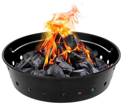 Vankey Charcoal Ash Basket, Carbon Steel Charcoal Basket with Handles Grill Replacement for Kamado Joe JR Grill Accessories, Charcoal Holder Fits Minimax Big Green Egg Grill