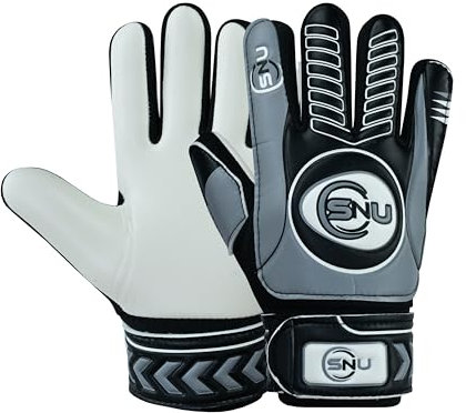 Junior Football Goalkeeper Gloves for Boys, Kids, and Youth Soccer Goalie Gloves with Super Grip Palms and Durable Protection (Grey, 4)