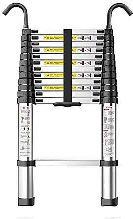 Escalera telescópica de 8 m/7 m/Escalera telescópica con Ganchos, Escalera Plegable de extensión de Aluminio Resistente, Escalera telescópica Multiusos portátil para Escalar constructores de