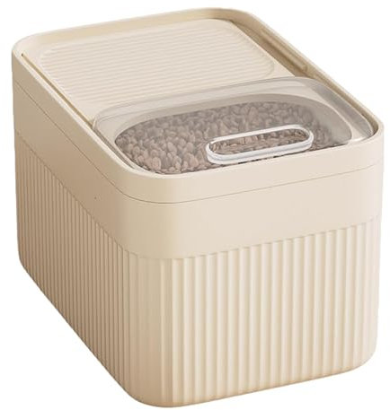 Générique Boîte de rangement hermétique pour Chats et petits animaux, jusqu'à 14 kg, Mesure Tasse Transparent, Plastique, pour Chien, Chat, Friandises, Conteneur Croquettes (beige)