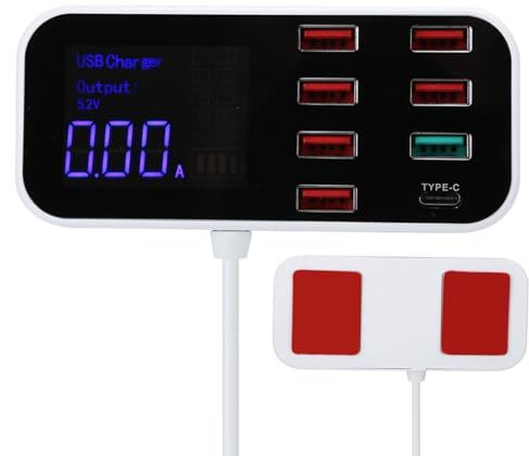 Denash 8 Port USB Car Charger Hub, 40W QC3.0 Schnellladestation, Digitalanzeige und Typ -C -Ladegerät für lOS/Android