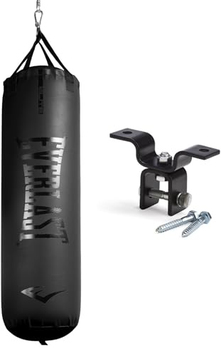 Everlast Elite 2 Heavy Bag (80 LB) with Wood Beam Heavy Punching Bag Hanger, Durable Boxing Heavy Bag for Home Training
