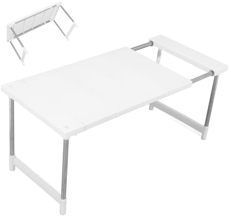 MUSISALY Multipurpose Adjustable Kitchen Organizer Plate Rack Extendable Stainless Steel Oven Stand and Double-layer Cabinet Storage Shelf for Countertop and Microwave Oven