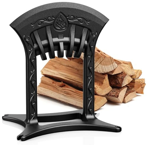 Poffattr Firewood Kindling Splitter for Wood, Heavy Duty Cast Iron Wood Splitters for Firewood with No Axe, Manual Log Splitter for Kindling Wedge Point with Safety Cover