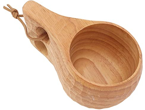 Sonew Tasse de Camping en Bois avec Grande Poignée – Tasse en Bois Robuste pour la Randonnée, le café en Plein Air et le Lait – Idée Cadeau Unique