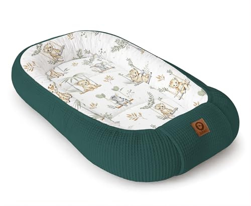 Babynestchen Neugeborene – Nestchen Baby aus Waffel Baumwolle & Baumwollstoff – Babynest für Babybett & Kinderbett – Baby Kokon Tragbar – OEKO-TEX – Zubehör für Babybett - Schaukeln und Flaschenfarbe