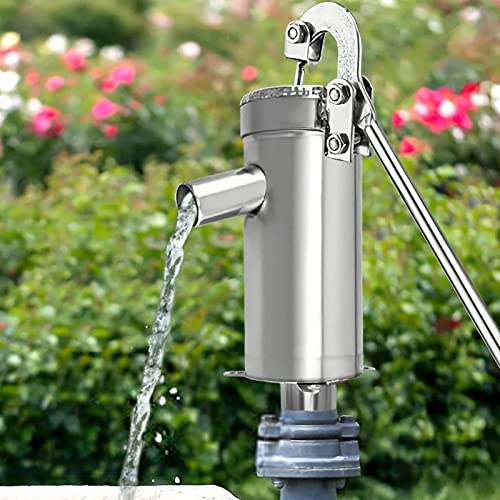 Pompa a leva, pompa a manovella manuale in acciaio inox, pompa di aspirazione manuale con impugnatura antiscivolo, pompa dell'acqua per acque sotterranee fino a 8 m di profondità