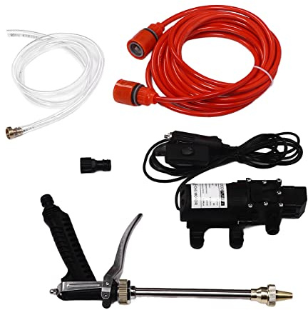 OPPWONG Kit de Buse de Tuyau d'eau Haute Pression 12 V 100 W, Pompe de Lavage de Voiture Portable, Buse de Lavage de Voiture de Jardin, Maison avec Conception Puissante, Idéale pour Une Utilisation