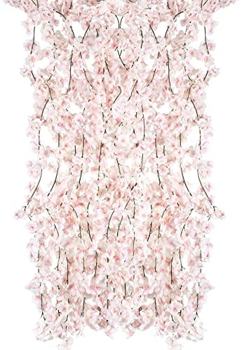 Homcomodar 2er Pack künstliche Blumne Kirschblüten Girlande Rosa 5.9FT, Seidenblume Vine für Hochzeit Party Tisch Hintergrund Bogen Wand Dekor