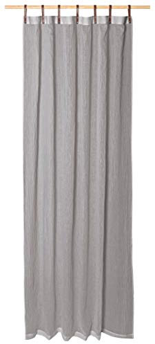 Schlaufenschal mit Lederschlaufen - 135 x 245 cm - Vorhänge - Gardinen - Evi von Magma - in vielen Farben, Farbe:Magma_grau_003