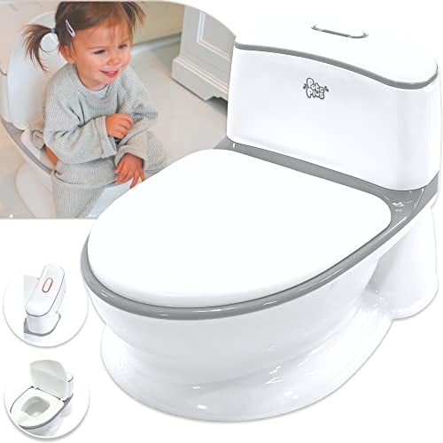 Venture Pote Plus (Grey) Interactive Potty Training Toilet - Award Winning Childrens Potty with Lights & Sounds, Removable Inner Tray, Multiple Lids, Wipe Storage & Anti-Slip Feet