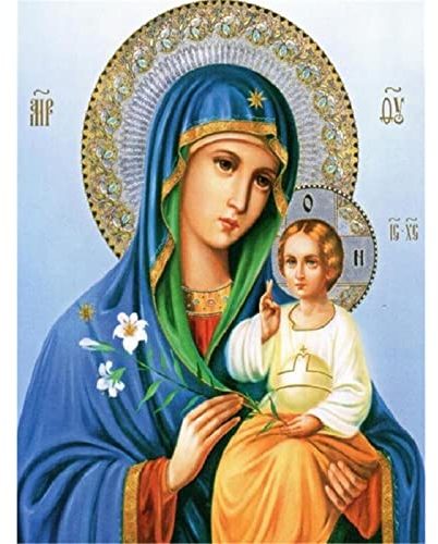 YSCOLOR Diamant Painting Diamant-Stickerei-Ikone DIY 5D Runde Volle Mary- Und Jesus-Nadel-Geschenkrhinestone Klebte Volle Runde Diamant-Malerei-Religion EIN 30X40Cm