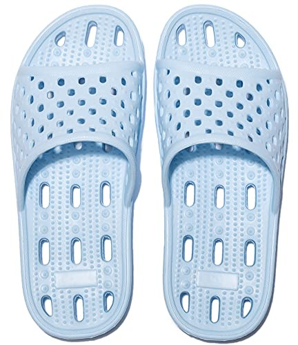 Ranberone Chaussons de Bain Femmes Antidérapant Sandales de Douche Claquettes de Plage et Piscine Bleu 38 EU