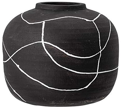 Bloomingville Niza Deko-Vase aus Terrakotta hergestellt, in der Farbe: Schwarz, Maße: 20 x 16,5 cm, 82049588