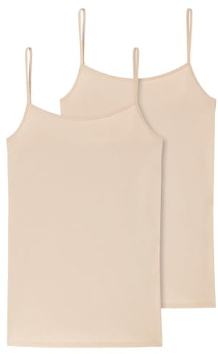 Schiesser Damen 2 Pack Spaghetti Top Unterhemd Bio Baumwolle - 95/5 Organic Unterwäsche, Haut_174388, 48 Große Größen EU