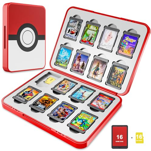 LUCYLANKER Magnetischer Game Card Aufbewahrungsbox für Nintendo Switch, Tragbare Schutzbox für Spiel Karte, Spiele Aufbewahrung für Switch OLED/Lite Modelle mit 16 NS und 16 TF Karten Slots (A)