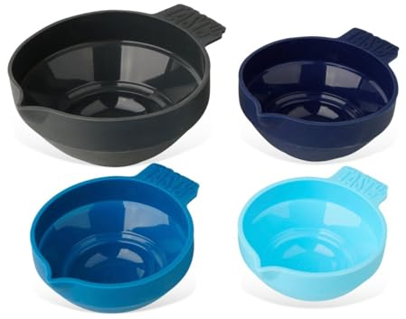 Tasty 4-Piece Foldable Measuring Cups Set, Silicone Measuring Tools, Cooking Measurement Cups, Cups for Liquids & Solids, Dishwasher Safe, Dimensions: 1, 1/2, 1/3, 1/4 Cup, Colour: Blue, Grey