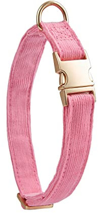 YUDOTE Collier pour chien ultra doux en velours côtelé naturel fabriqué pour les grands chiens à peau sensible, rose