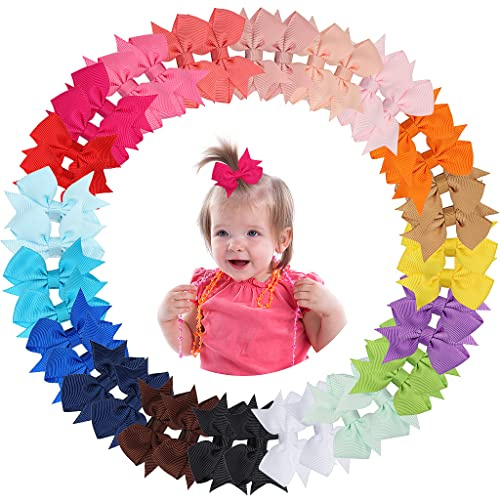 ZTMY Haarspangen für Babys, Mädchen, 5,1 cm, Ripsband, Mini-Haarspangen, Krokodilklemmen, Haar-Accessoires für Babys, Mädchen, Kleinkinder, Kinder, 20 Farben, 40 Stück