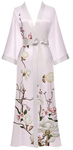 Robe de Chambre Kimono Pour Femme Robe Kimono Longue Tache Florale Pour Femme (Rose)