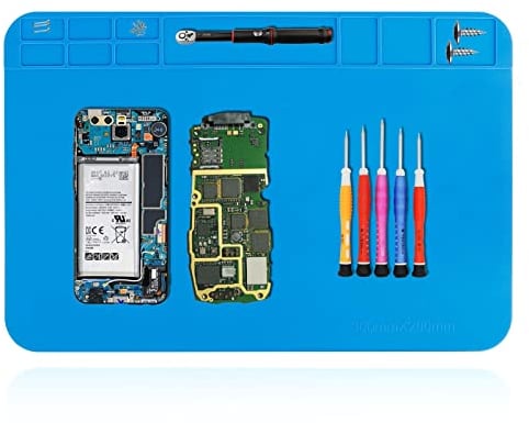 Estera de Soldadura, 500 ℃ Resistente al Calor Estera de Plataforma de Reparación, Antiestático, 30×20cm, para Soldar, Reparar Componentes Electrónicos, Placas de Circuitos