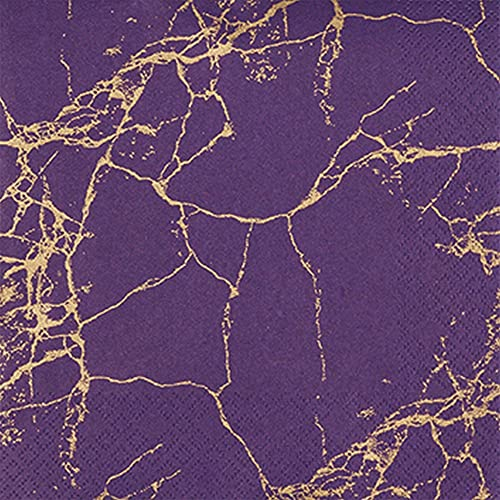 20 kleine Cocktail-Servietten Marmor mit Struktur aubergine | Tischdeko | Decoupage | Serviettentechnik 25x25cm