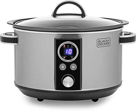 BLACK+DECKER BXSC16045GB 6.5L Digital Sear & Stew Slow Cooker, Stainless Steel & Black