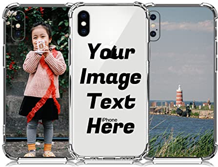 AnNengJing Personalised Photo Phone case Custom Soft TPU Clear Shock Absorbing Cover for iPhone X/XS- Design Your Own Phone Case with Image Text and Logo