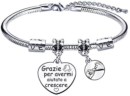 VZIUYTRE Bracelet pour femme avec texte inspirateur, pendentif avec gravure au laser, merci de m'avoir aidé à grandir, L, Acier inoxydable