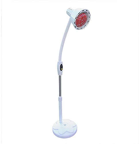 KenSyuInt 275W Infrarotlampe Wärmelampe Schönheitssalon Wärmestrahler Rotlicht Lampe Strahler Massagelampe 360° Drehbar Infrarot Stehlampe Einkopf (Ohne Räder und Tablett)