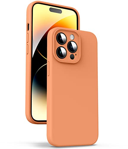 Supdeal Liquid Silicone Case for iPhone 14 Pro Max, [Camera Protection] [Anti Fingerprint] [Wireless Charging] 4 Layer Phone Case Protective Cover, Built-in Microfiber Case Cover, 6.7, Orange