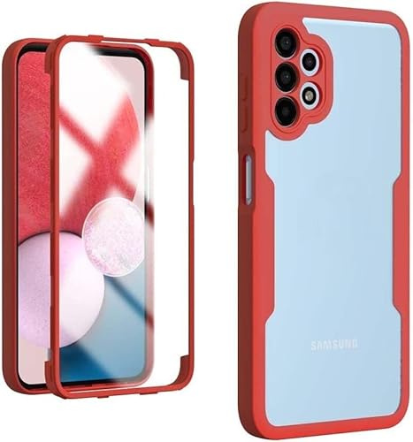betterfon 360 Grad Hülle Kompatibel mit Samsung Galaxy A13 4G | Handyhülle mit eingebautem Displayschutz für Galaxy A13 4G | Rot