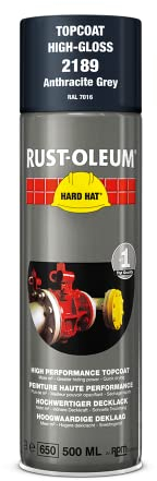 Rust-Oleum HARD HAT Decklack - Hochleistungsfähiger Industrielack-Spray zur Verwendung auf Metall, Holz und Beton. In verschiedenen Farben mit hoher Deckkraft - 500ml (Anthrazitgrau RAL7016)