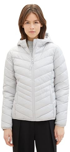 Tom Tailor Denim Damen Lightweight Steppjacke mit Kapuze, 11074 - Silver Grey, XL