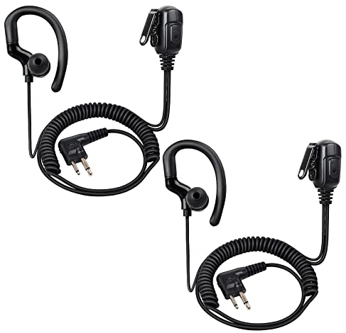 UAYESOK Auricular de radio de seguridad de 2 pines para Motorola DP1400 CP040 GP300 XT420 XT460 HYTERA HYT PD405 PD505 Radio de 2 vías, en forma de G, Walkie Talkie con micrófono PTT de 2 puntas (2