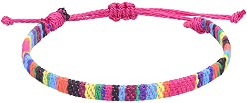 Handcess Boho Bracelets de Cheville Coloré Femmes Cheville Bracelets Tresse Cheville Pied Bijoux pour Femmes et Filles (Rose)