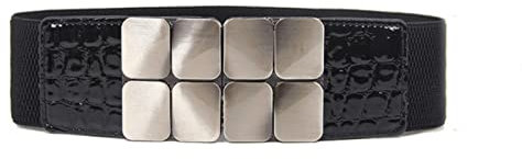 Bund Mode Stretch Kummerbund schwarz Metall Schnalle Legierung Taillengürtel Breit Elastischer Cinch Korsett Bund für Kleid