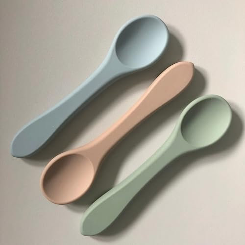 Minifolk Set of 5 Silicone Baby/Toddler Feeding Spoons | Baby Essentials | Weaning Spoons | Dishwasher Safe (Set of 3)