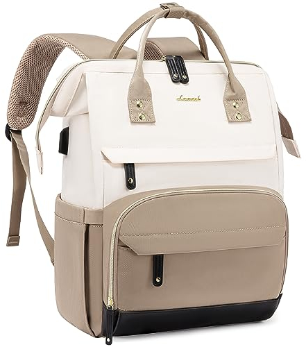 LOVEVOOK Sac à Dos Femme - Grand Sac à Dos Ordinateur Portable 15.6-17.3 Pouces Étanche Sac de Voyage pour Voyage, Loisir, Travail, College, École, Gris, Rose