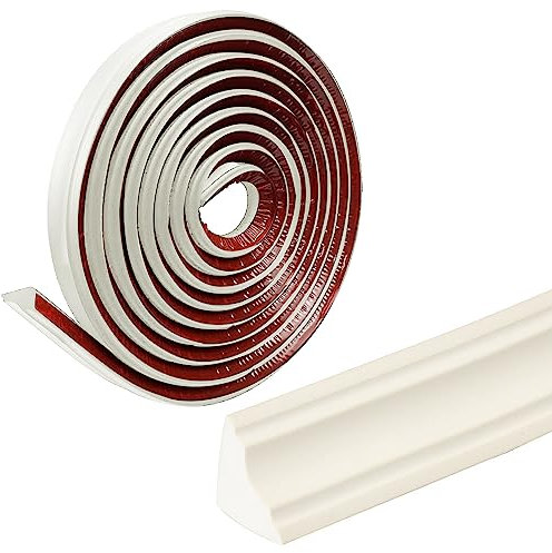 EUNEWR Plinthe de plafond flexible autocollante en matériau NBR - Blanc - 38 x 26 mm - 5 m - Pour carrelage décoratif, marbre, coins