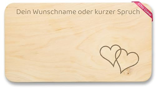 Shirtracer Frühstücksbrettchen Holz personalisiert Name oder Spruch | Holz, 22x12, Liebe, Verliebt, Herz, Romantik, Jahrestag