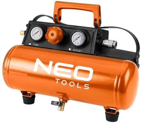 NEO TOOLS Akku Kompressor 18 V max (ohne Akku, ohne Ladegerät) 8 bar Luftkompressor/Akku Luftpumpe/Reifenfüllmaschine/Kabellos Luftpumpe/Autopumpe/Fahrradpumpe - Arbeitszeit: 6 Ah – 30 Min