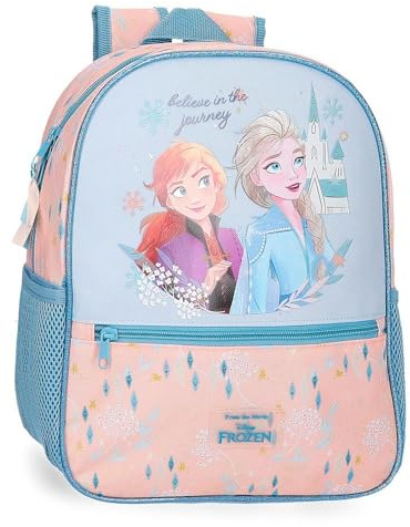 Disney Joumma Bags, Frozen Believe in the Journey, Kinderrucksack, Schulrucksack, aus Polyester, breite und verstellbare Träger, mehrere Taschen und Fächer., blau, Rucksack 33