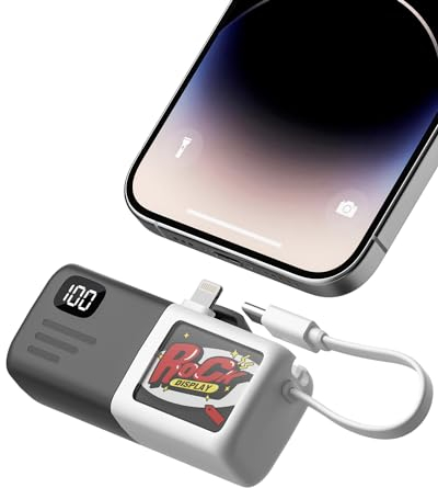 KUULAA Mini Powerbank 5000 mAh, batería Externa para teléfono móvil, 15 W, Pantalla Digital LED, portátil y compacta, Compatible con iPhone 15/Pro Max/14/13/12/11, etc. y para Android (Blanco)