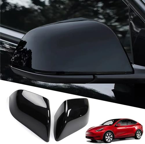 YHCDSEA Rearview Mirror Guard Cover for Tesla Model Y, Side Mirror Cover Exterior Accessories fit for Tesla Model Y 2024 2023 2022 2021 (Glossy Black, Model Y)