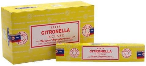 Anemone - Encens SATYA - Bâtonnets d'Encens Naturels - Boîtes de 15g (Citronnelle, 3 Boîtes) - (Anti-Moustique)